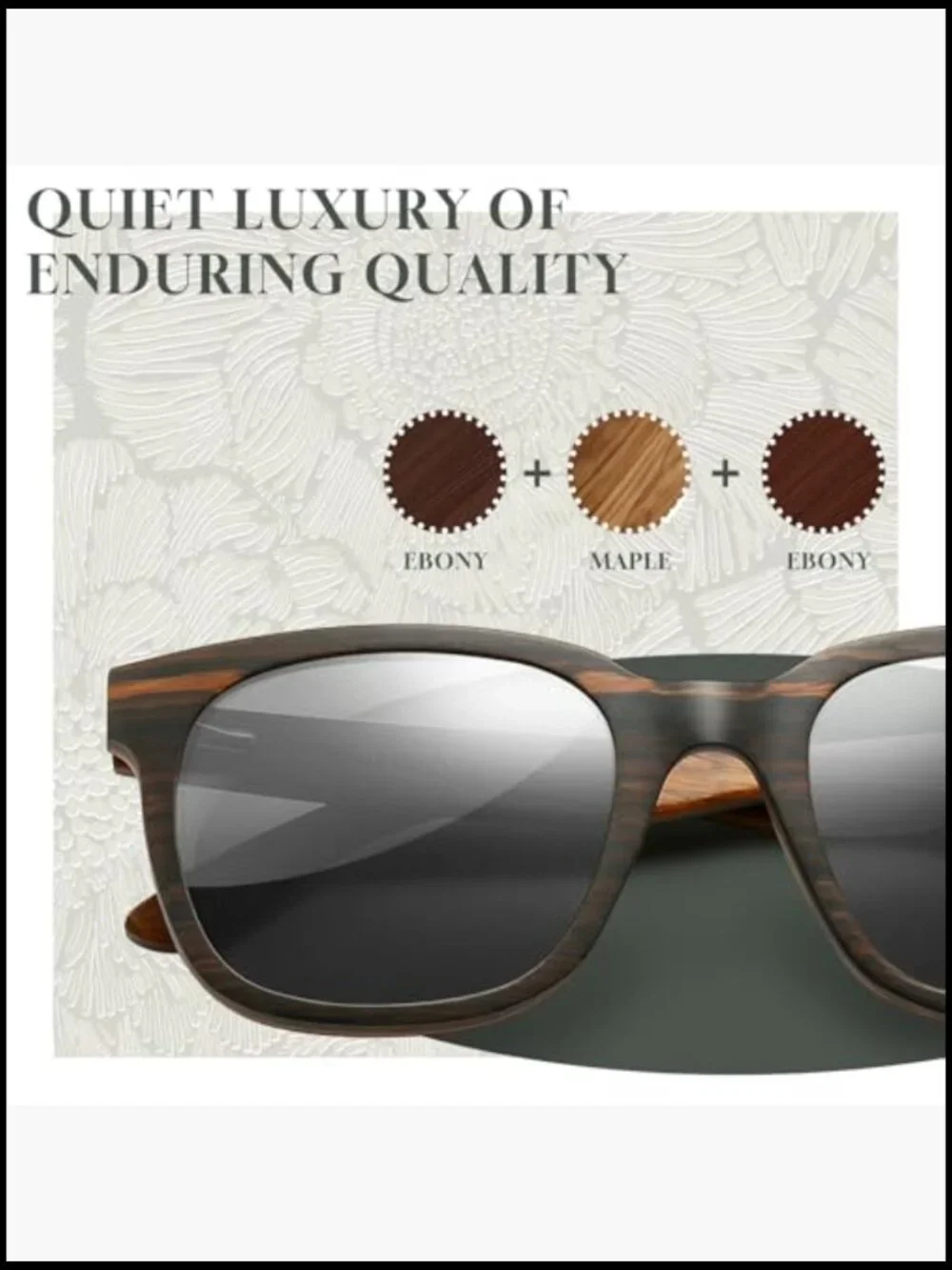Square Polarized All-Wood Sunglasses UV400 Protection with Case